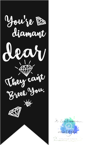 Sticker label vaantje zwart wit diamant