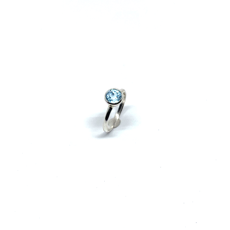 Helder Blauwe Chalcedoon Diamant geslepen ring