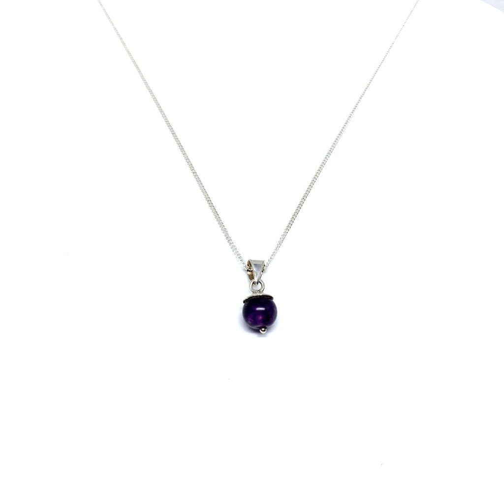 Amethist bolletje ketting 8mm