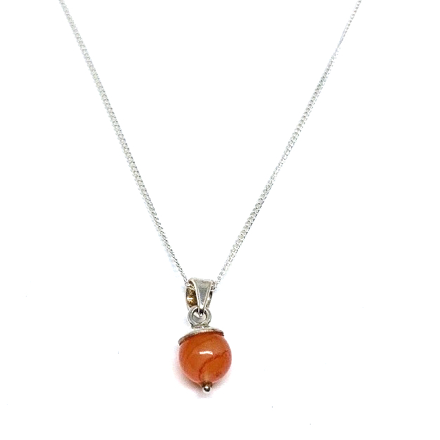 Carneool bolletje ketting 8 mm