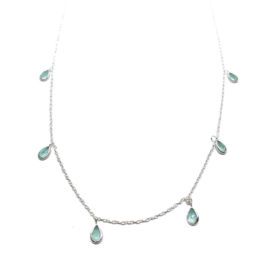 Blauwe chalcedoon ketting 40-45 cm