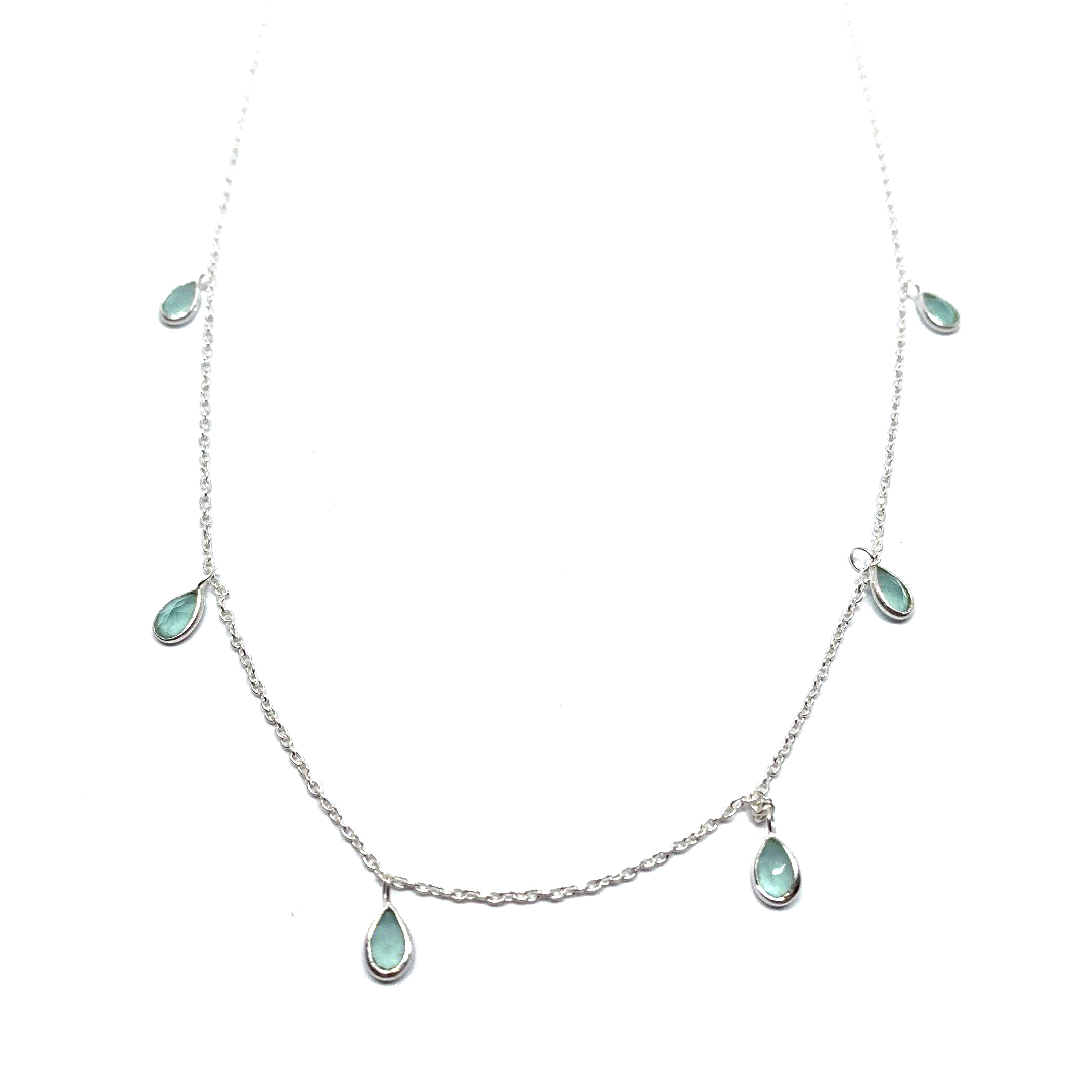 Blauwe topaas ketting 40-45 cm