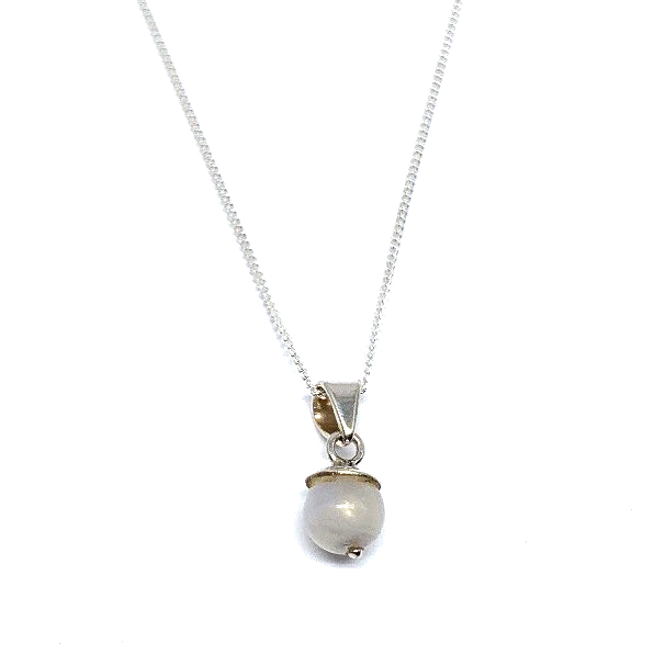 Maansteen bolletje ketting 10 mm