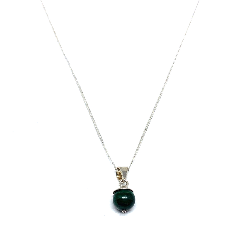 Malachiet bolletje ketting 8 mm