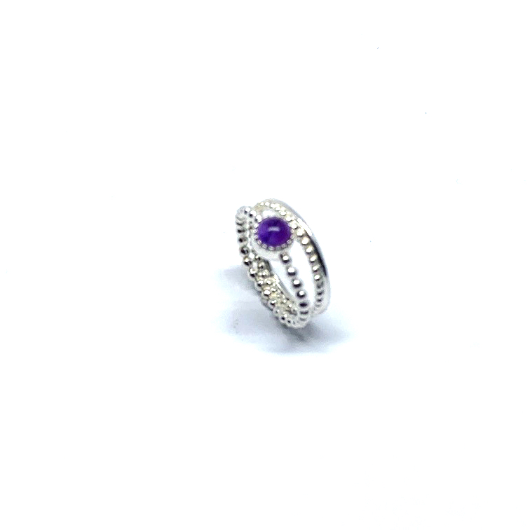 Amethist bolletjes ring