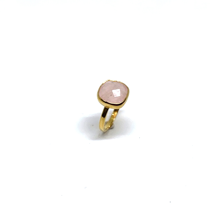 Rozenkwarts ring DOUBLE 24k