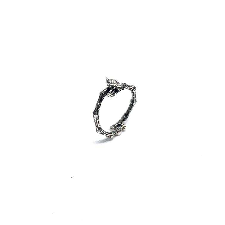 Tak vogel ring zilver vogeltje