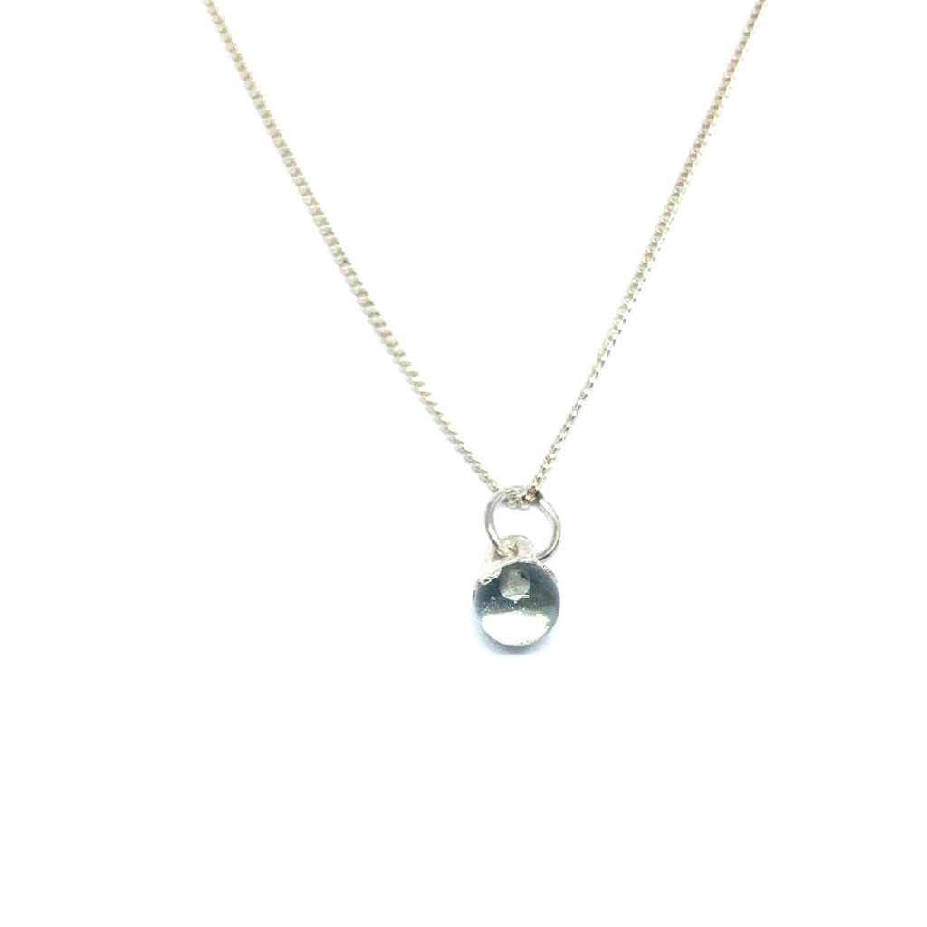 Aquamarijn bolletje ketting 6 mm