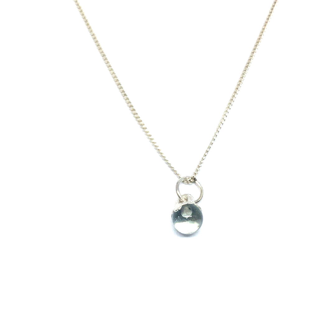 Aquamarijn bolletje ketting 6 mm