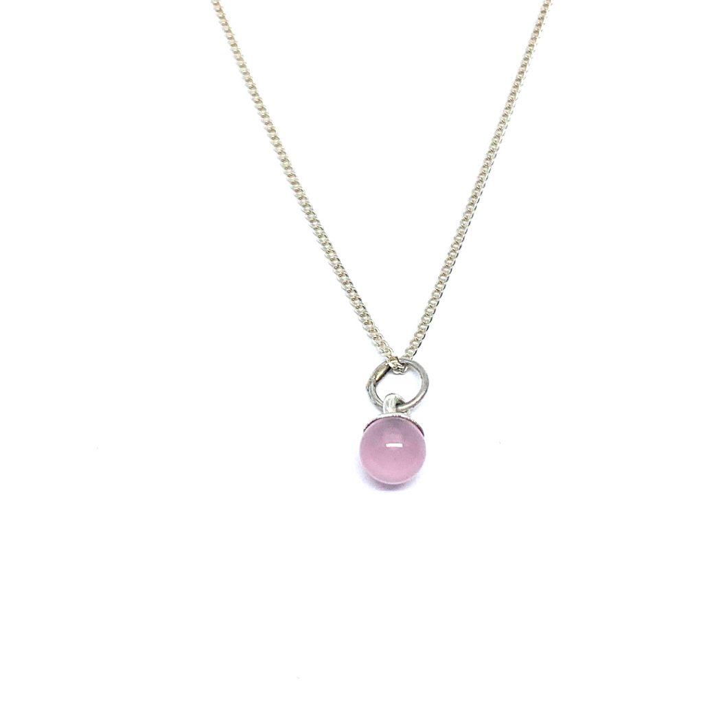 Rozenkwarts bolletje ketting 6 mm