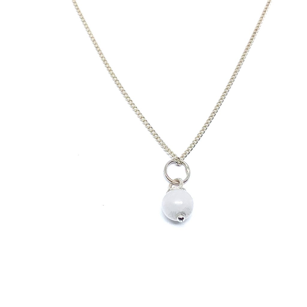 Witte jade ketting 6 mm