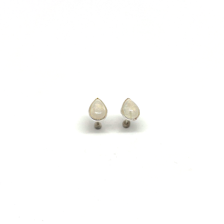 XL Oorbellen studs maansteen druppel