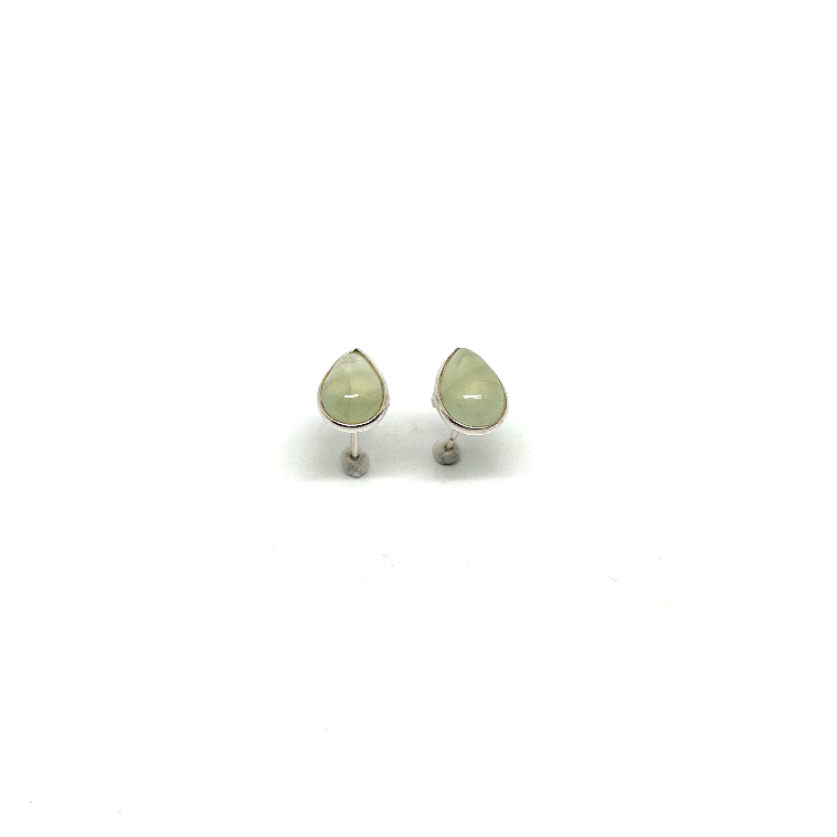 XL Oorbellen studs zeegroene chalcedoon